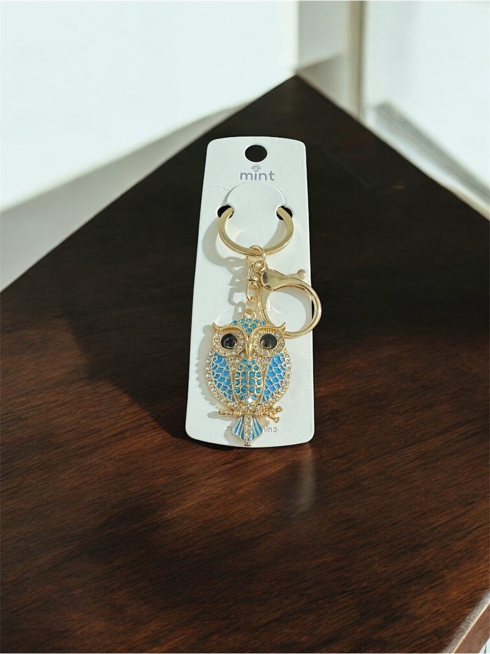 Gold Crystal Owl Keychain & Bag Charm
